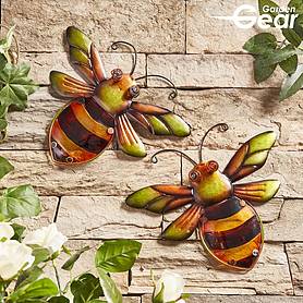 Garden Gear Metal and Glass Set of 2 Bees Wall Art